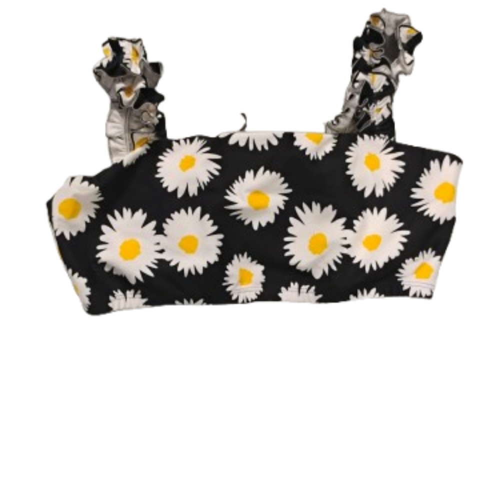 Year Of Ours Ruffled Straps Daisy Print Bikini Top Sz L